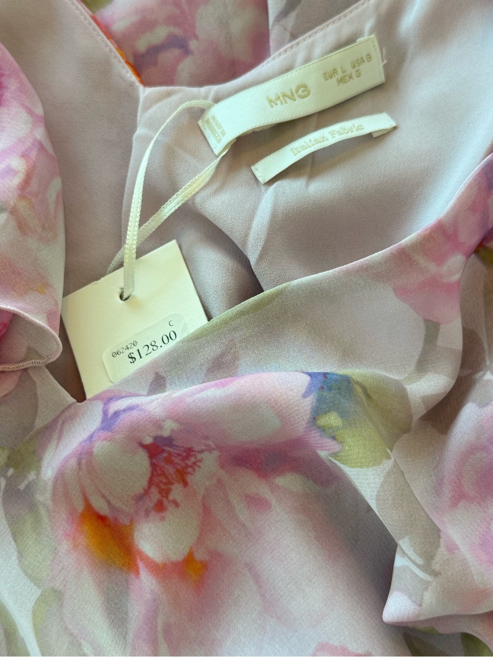 Mango Pastel Floral V-Neck Dress in Lavender and Pink - Picture 12 of 15